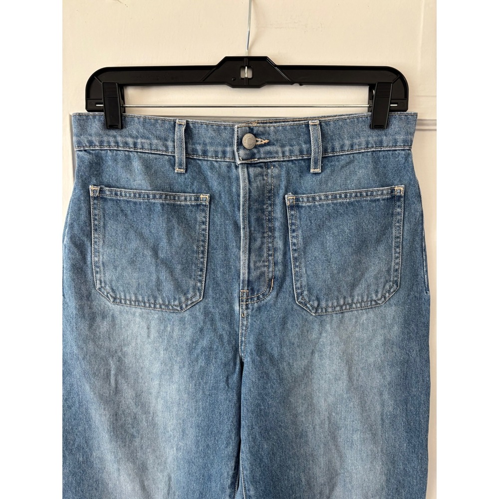 Veronica Beard Grant Wide Leg Extra High Rise Jeans Cape Wash 29 Patch Pocket LA - Picture 8 of 14